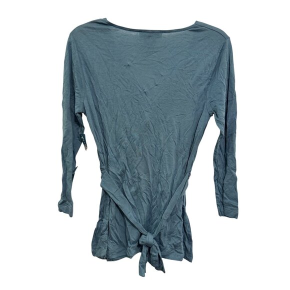 Nine West Womens Small Blue Long Sleeve Wrap Front Tunic 68% Modal Lightweight - Picture 4 of 5